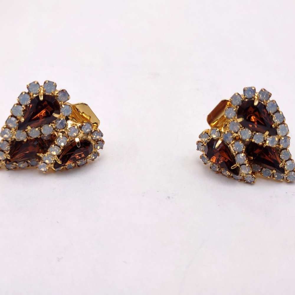 Triangular Amber Rhinestone Statement Necklace An… - image 6